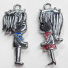 Zinc Alloy Charm/Pendant with Crystal, 17x42mm, Sold by Pair