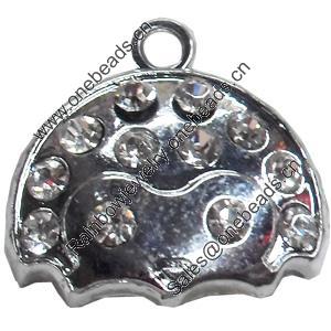Zinc Alloy Charm/Pendant with Crystal, 18x18mm, Sold by PC