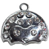 Zinc Alloy Charm/Pendant with Crystal, 18x18mm, Sold by PC