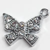 Zinc Alloy Charm/Pendant with Crystal, Butterfly, 16x13mm, Sold by PC
