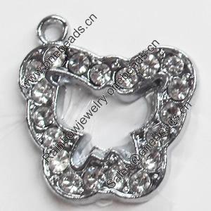 Zinc Alloy Charm/Pendant with Crystal, 18x18mm, Sold by PC