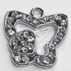 Zinc Alloy Charm/Pendant with Crystal, 21x20mm, Sold by PC
