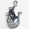Zinc Alloy Charm/Pendant with Crystal, 13x22mm, Sold by PC