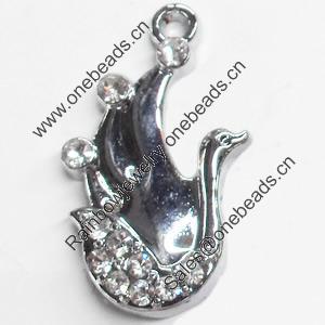 Zinc Alloy Charm/Pendant with Crystal, 13x22mm, Sold by PC