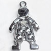 Zinc Alloy Charm/Pendant with Crystal, 17x28mm, Sold by PC