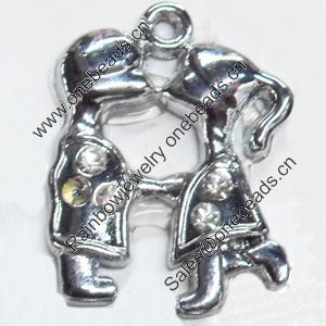 Zinc Alloy Charm/Pendant with Crystal, 19x25mm, Sold by PC