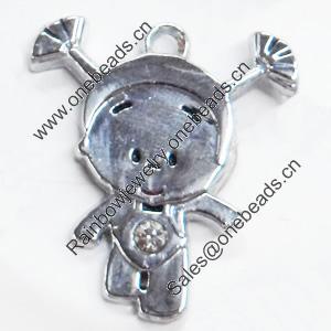 Zinc Alloy Charm/Pendant with Crystal, 18x21mm, Sold by PC