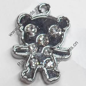 Zinc Alloy Charm/Pendant with Crystal, 17x23mm, Sold by PC
