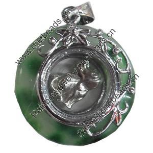 Zinc Alloy Pendant with Agate, 30x33mm, Sold by PC