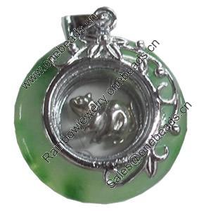 Zinc Alloy Pendant with Agate, 24x27mm, Sold by PC