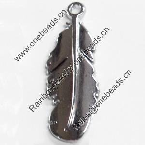 Zinc Alloy Charm/Pendant, Leaf, 10x29mm, Sold by PC