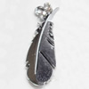 Zinc Alloy Charm/Pendant with Crystal, Leaf, 11x35mm, Sold by PC