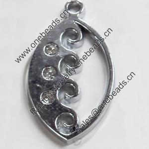 Zinc Alloy Charm/Pendant with Crystal, 17x30mm, Sold by PC
