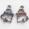 Zinc Alloy Charm/Pendant, Heart, 17x23mm, Sold by Pair