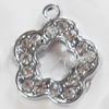 Zinc Alloy Charm/Pendant with Crystal, Flower, 15x17mm, Sold by PC