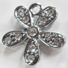 Zinc Alloy Charm/Pendant with Crystal, Flower, 16x18mm, Sold by PC