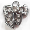 Zinc Alloy Charm/Pendant with Crystal, Bowknot, 18x23mm, Sold by PC