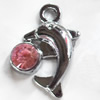 Zinc Alloy Charm/Pendant with Crystal, 15x21mm, Sold by PC