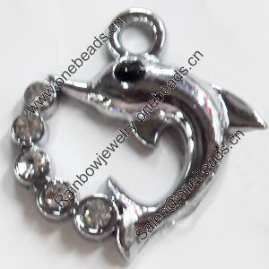 Zinc Alloy Charm/Pendant with Crystal, 22x22mm, Sold by PC