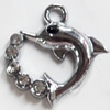 Zinc Alloy Charm/Pendant with Crystal, 22x22mm, Sold by PC