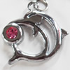 Zinc Alloy Charm/Pendant with Crystal, 25x24mm, Sold by PC