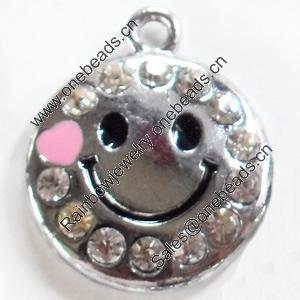 Zinc Alloy Charm/Pendant with Crystal, 18x22mm, Sold by PC