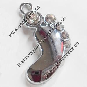 Zinc Alloy Charm/Pendant with Crystal, 16x29mm, Sold by PC