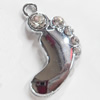 Zinc Alloy Charm/Pendant with Crystal, 16x29mm, Sold by PC
