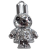 Zinc Alloy Charm/Pendant with Crystal, Rabbit, 17x32mm, Sold by PC