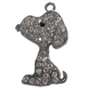 Zinc Alloy Charm/Pendant with Crystal, dog, 17x29mm, Sold by PC