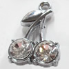 Zinc Alloy Charm/Pendant with Crystal, Cherry, 18x24mm, Sold by PC