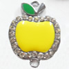 Zinc Alloy Charm/Pendant with Crystal, Apple, 23x31mm, Sold by PC