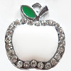 Zinc Alloy Charm/Pendant with Crystal, Apple, 23x28mm, Sold by PC