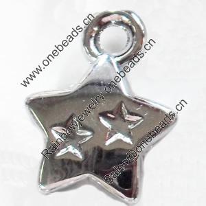 Zinc Alloy Charm/Pendant, Star, 12x15mm, Sold by PC