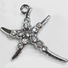 Zinc Alloy Charm/Pendant with Crystal, 19x26mm, Sold by PC