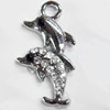 Zinc Alloy Charm/Pendant with Crystal, 12x23mm, Sold by PC