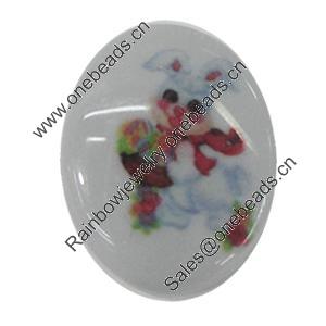 Resin Cabochons, No-Hole Jewelry findings, Flat Oval 25x35mm, Sold by Bag