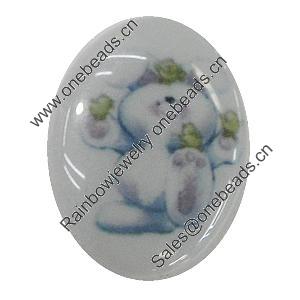 Resin Cabochons, No-Hole Jewelry findings, Flat Oval 25x35mm, Sold by Bag