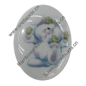 Resin Cabochons, No-Hole Jewelry findings, Flat Oval 38x53mm, Sold by Bag