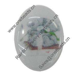 Resin Cabochons, No-Hole Jewelry findings, Flat Oval 25x35mm, Sold by Bag
