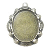 Zinc Alloy Pendant Settings, Outside diameter:34x42mm Interior diameter:25x30mm, Sold by Bag