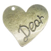 Pendant, Zinc Alloy Jewelry Findings, Heart 34x34mm, Sold by Bag