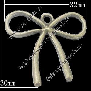 Pendant, Zinc Alloy Jewelry Findings, Bowknot 32x30mm, Sold by Bag