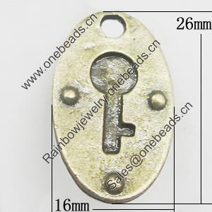 Pendant, Zinc Alloy Jewelry Findings, Flat Oval 16x26mm, Sold by Bag