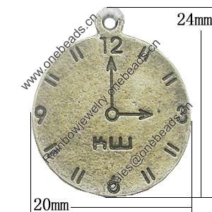 Pendant, Zinc Alloy Jewelry Findings, Flat Round 20x24mm, Sold by Bag