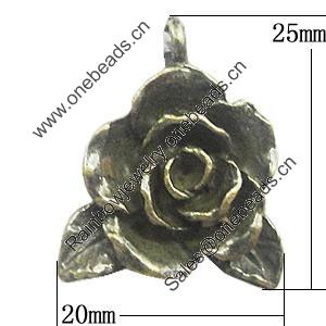 Pendant, Zinc Alloy Jewelry Findings, Flower 20x25mm, Sold by Bag