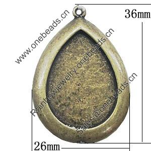 Zinc Alloy Pendant Settings, Outside diameter:26x36mm Interior diameter:19x26mm, Sold by Bag