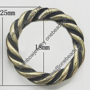 Donut, Zinc Alloy Jewelry Findings, O:25mm I:18mm, Sold by Bag
