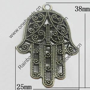 Pendant, Zinc Alloy Jewelry Findings, Hand 25x38mm, Sold by Bag