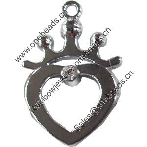 Zinc Alloy Charm/Pendant with Crystal, 19x28mm, Sold by PC